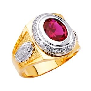 14K Yellow Gold CZ Men's Ring